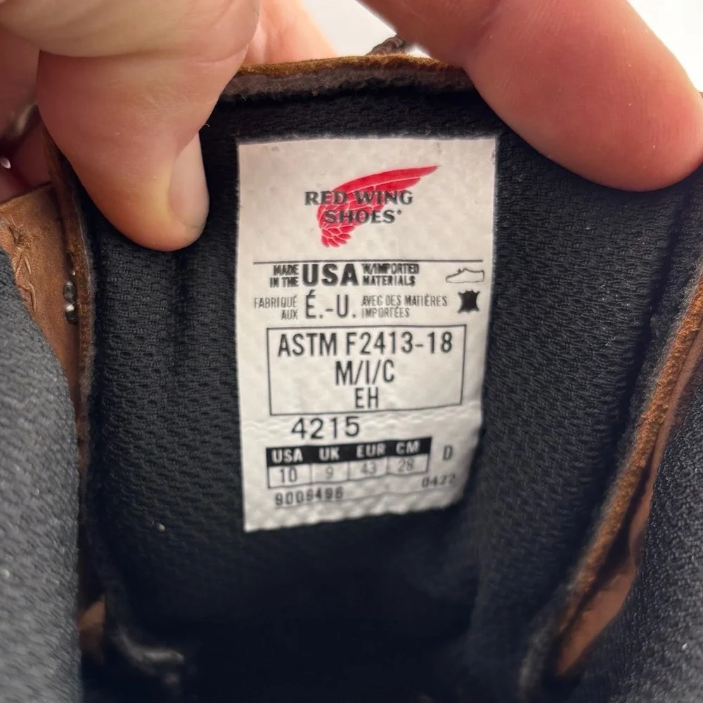 Red Wing 4215 DynaForce Work Boots 10 Brown Waterproof Safety Toe EH USA
